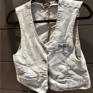 Bebe Sky Blue Denim Vest